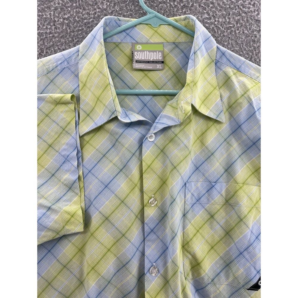 South Pole Plaid Short Sleeve Button‎ Up Shirt Mens XL 90s Hip Hop Baggy